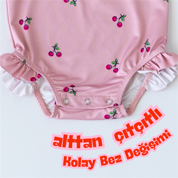 Önden Fermuarlı - Alttan Çıtçıtlı Mayo Kiraz 