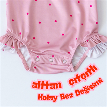 Önden Fermuarlı - Alttan Çıtçıtlı Mayo Mini Puantiye