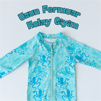 Önden Fermuarlı - Tulum Mayo - Ahtapot