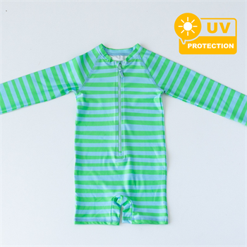 Önden Fermuarlı - Tulum Mayo - Çizgili