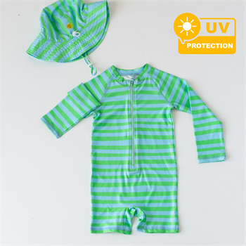 Önden Fermuarlı - Tulum Mayo - Çizgili