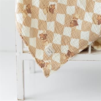 Organik Bebek Battaniyesi // 4 Kat Müslin - Ayı Desenli 