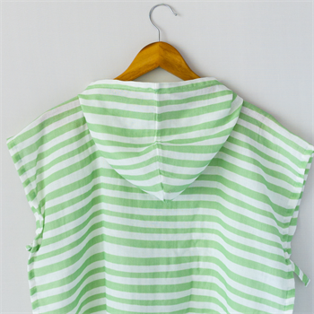 Organik Müslin Panço- Yeşil Mavi Çizgili 