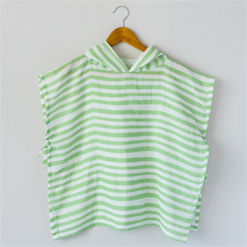 Organik Müslin Panço- Yeşil Mavi Çizgili 