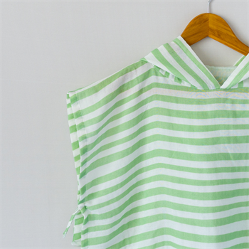 Organik Müslin Panço- Yeşil Mavi Çizgili 