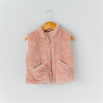 Peluş  Yelek - Pudra Pembe 