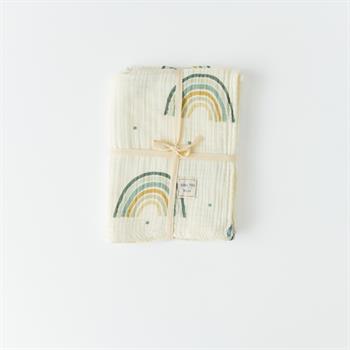 Organic Baby Blanket // 4 Layer Crinkle Muslin- Rainbow Blue