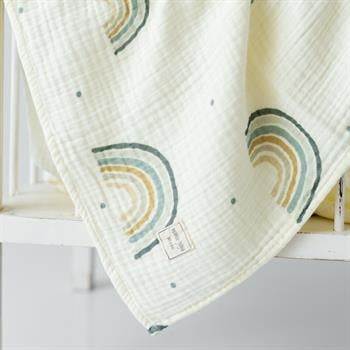 Organic Baby Blanket // 4 Layer Crinkle Muslin- Rainbow Blue