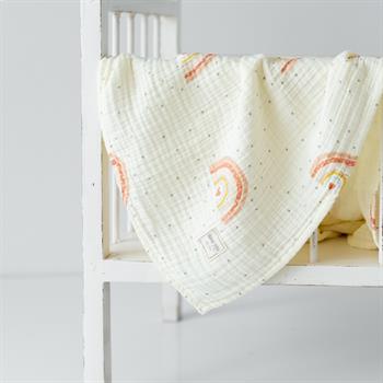 Organic Baby Blanket // 4 Layer Crinkle Muslin- Rainbow