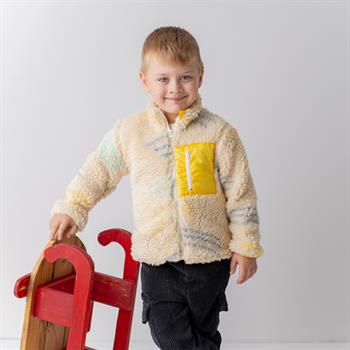 Suni Kürklü Çocuk Montu - Çizgili Desen