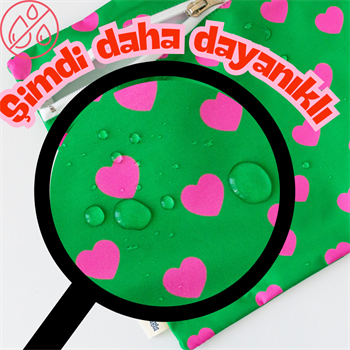 Temiz & Islak/Kirli 2li Çanta Seti Kalpler Yeşil Pembe