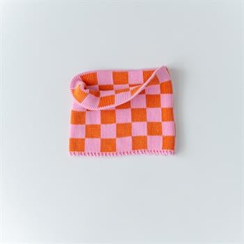 Triko Boyunluk - Dama Örgü  - Turuncu - Pembe - 1-5 Yaş 