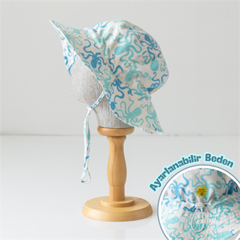 UV Korumalı Şapka - Ahtapot 1-7 Yaş Uyumlu 