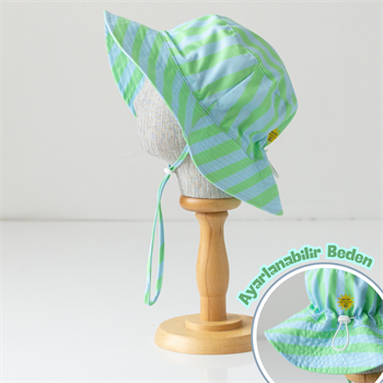 UV Korumalı Şapka - Çizgili 7 Yaşa Kadar Uyumlu 