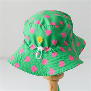 UV Korumalı Şapka - Kalpler - 7 Yaşa Kadar Uyumlu - Yeşil Pembe