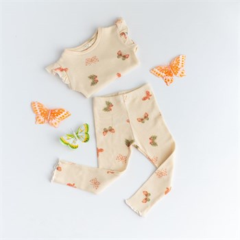 Waffle Bodysuits -Printed Butterfly