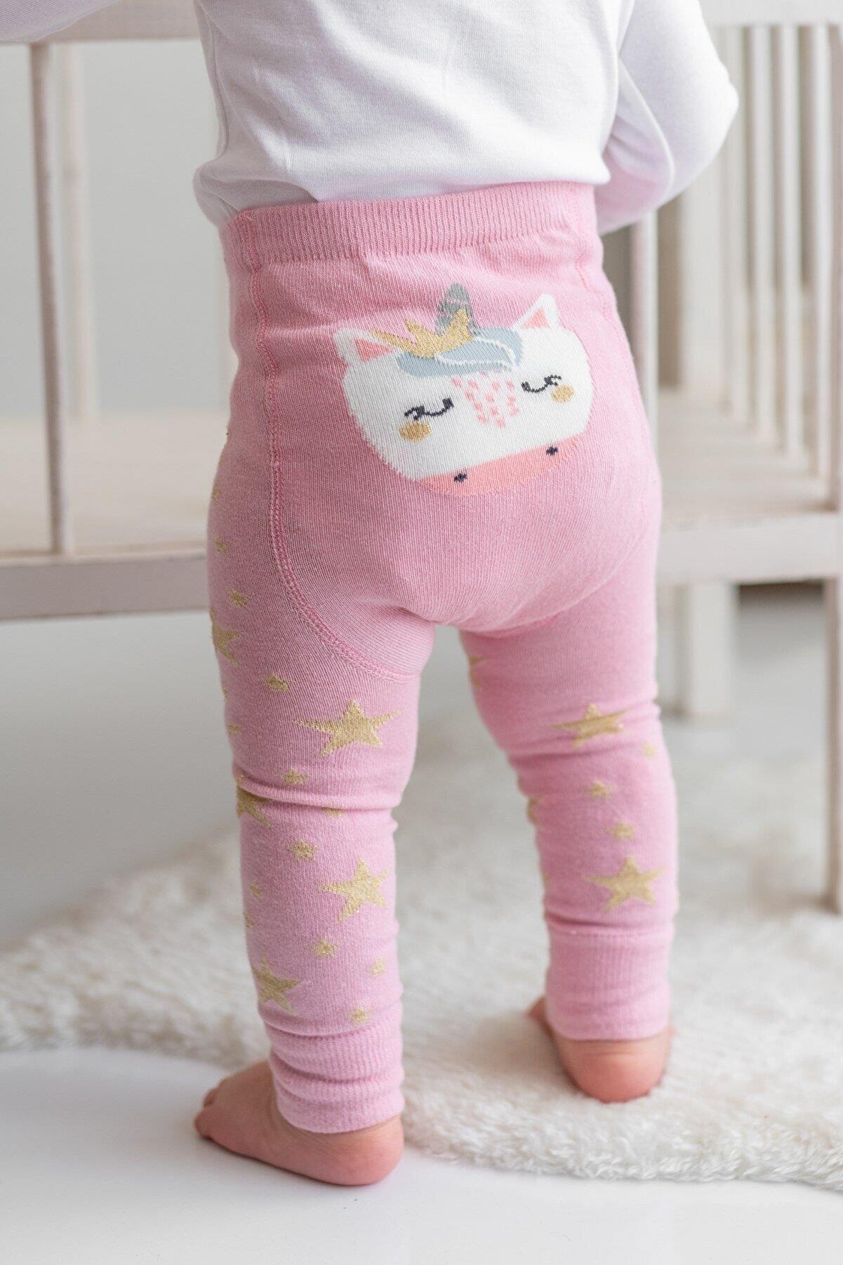  Nou Nou Unicorn Desenli Kız Bebek Triko Tayt Pantolon