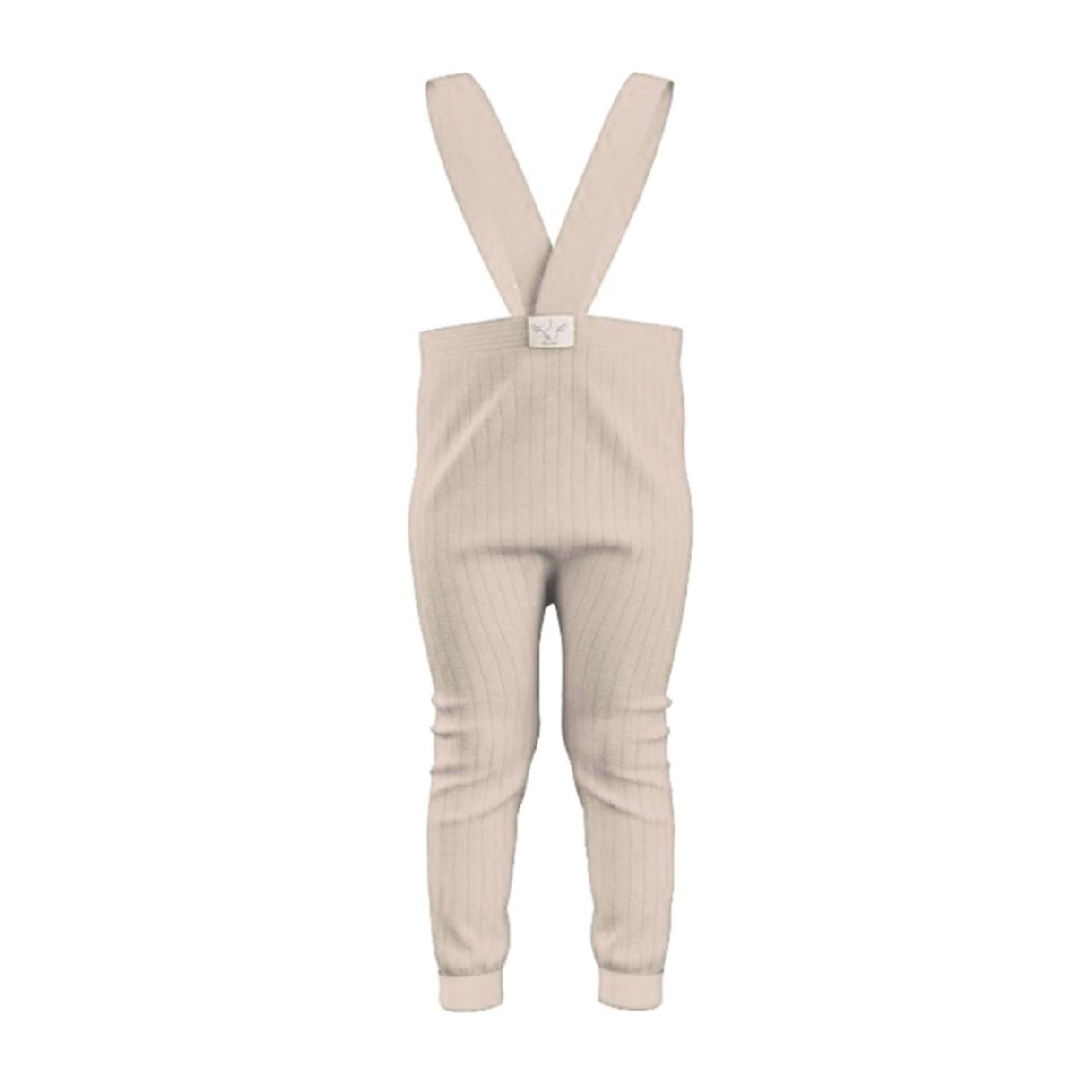 Organic Knitted Baby Tight with Suspenders-Cream