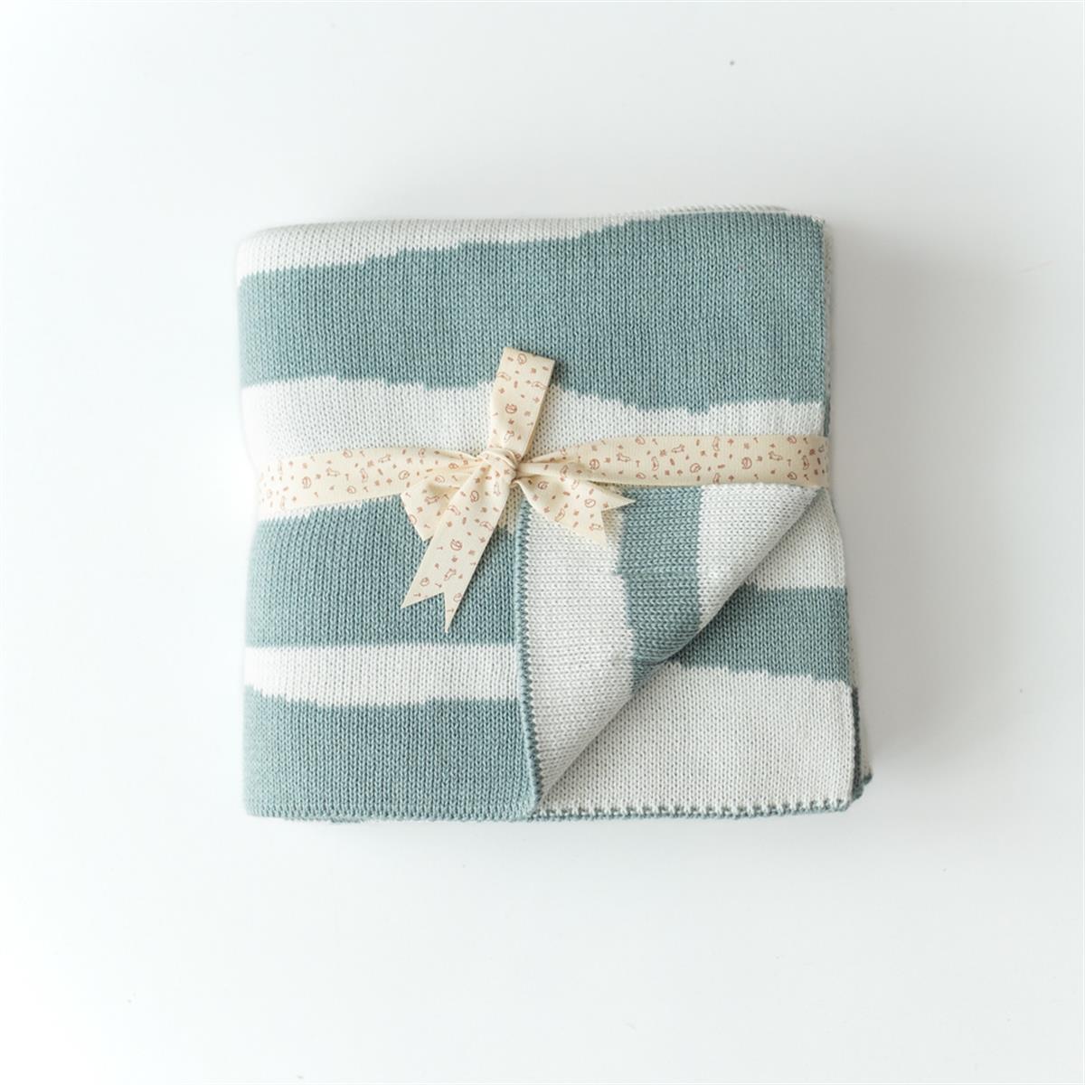 Double Sided Knited Blanket- Minty Lines