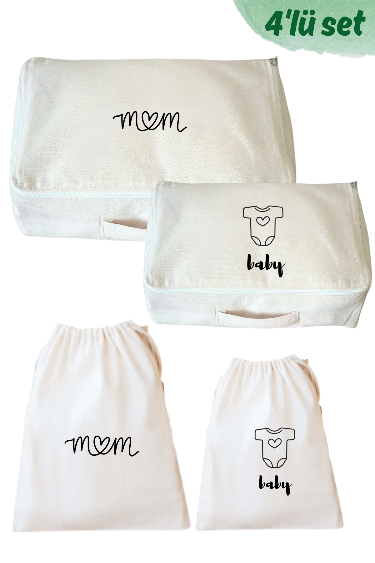 Mom&Baby İkili Valiz İçi Düzenleyici / Organizer Hurç, Kese Seti 4lü set 