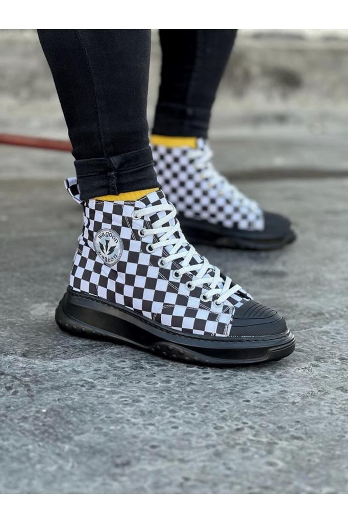  WG017 Damalı Erkek Yarım Bilek Casual AyakkabıWagoon WG017 Damalı Erkek Yarım Bilek Casual Ayakkabı