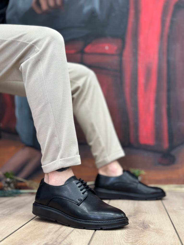 BA0003 Bağcıklı Klasik Siyah Yüksek Siyah Taban Casual Erkek AyakkabıBA0003 Bağcıklı Klasik Siyah Yüksek Siyah Taban Casual Erkek Ayakkabı