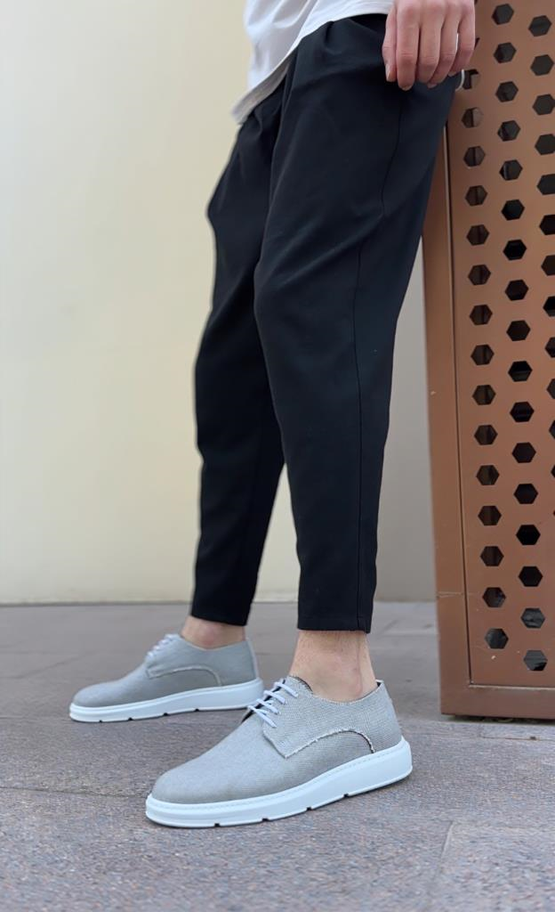 BA0003 Bağcıklı Klasik Spor Gri Renk Keten Yüksek Taban Casual Erkek AyakkabıBA0003 Bağcıklı Klasik Spor Gri Renk Keten Yüksek Taban Casual Erkek Ayakkabı