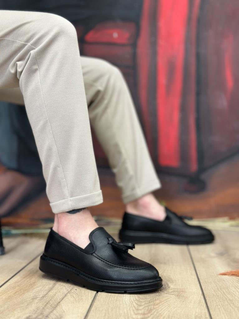 BA0005 Bağcıksız Yüksek Taban Mat Siyah Klasik Püsküllü Corcik Erkek AyakkabıBA0005 Bağcıksız Yüksek Taban Mat Siyah Klasik Püsküllü Corcik Erkek Ayakkabı