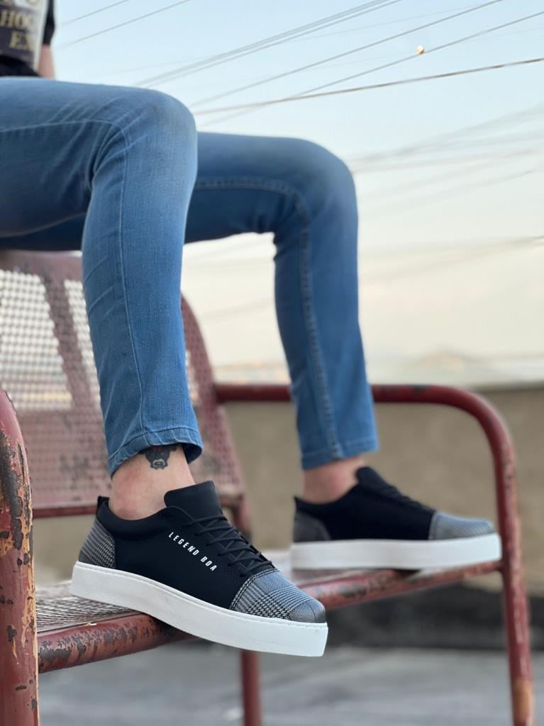 BA0104 Bağcıklı Siyah Ekose Süet Beyaz Taban Spor Klasik Erkek AyakkabıBA0104 Bağcıklı Siyah Ekose Süet Beyaz Taban Spor Klasik Erkek Ayakkabı