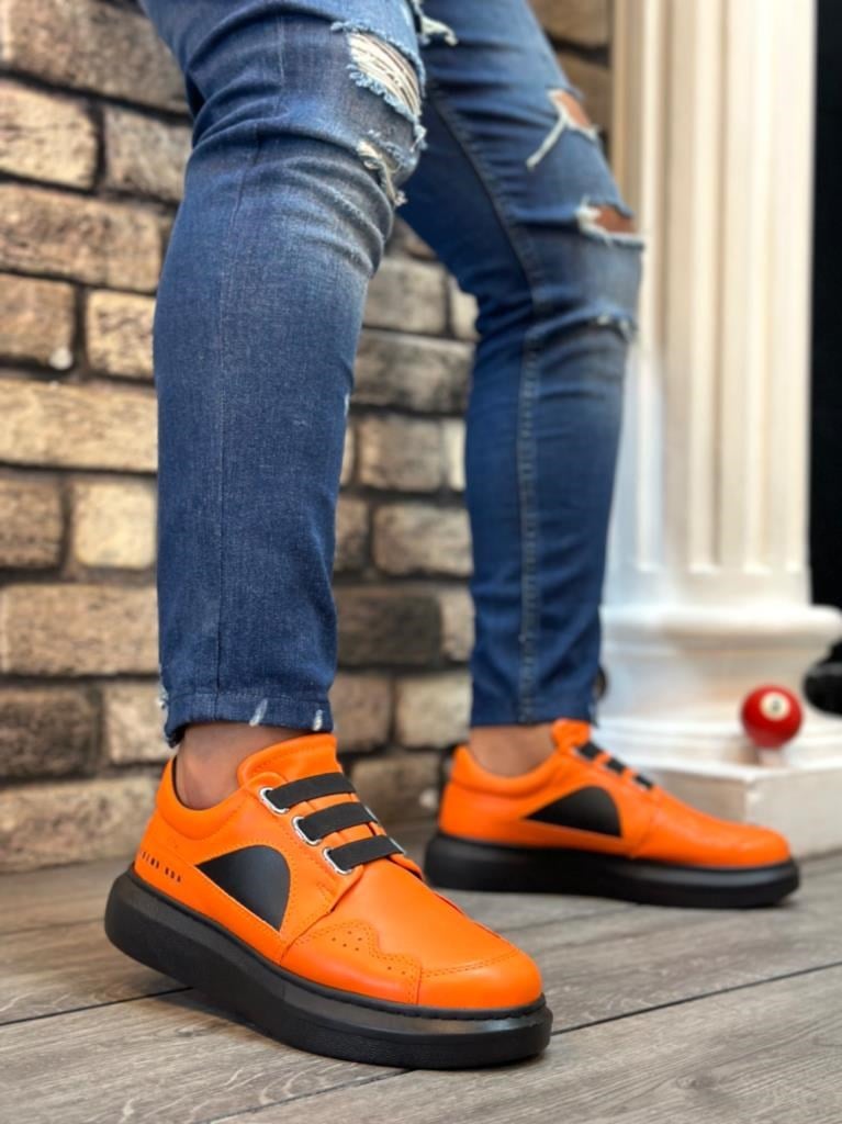 BA0302 Kalın Taban Bağcıksız Tarz Casual Turuncu Erkek AyakkabıBA0302 Kalın Taban Bağcıksız Tarz Casual Turuncu Erkek Ayakkabı