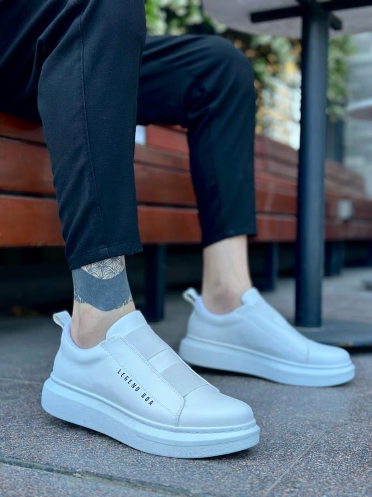 BA0307 BOA Kalın Yüksek Taban Çift Bant Beyaz Erkek AyakkabıBA0307 BOA Kalın Yüksek Taban Çift Bant Beyaz Erkek Ayakkabı