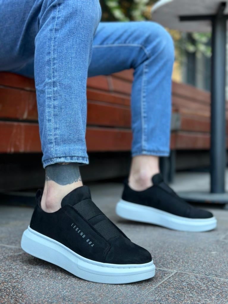 BA0307  Kalın Süet Çift Bant Siyah Beyaz Taban Erkek AyakkabıBA0307  Kalın Süet Çift Bant Siyah Beyaz Taban Erkek Ayakkabı