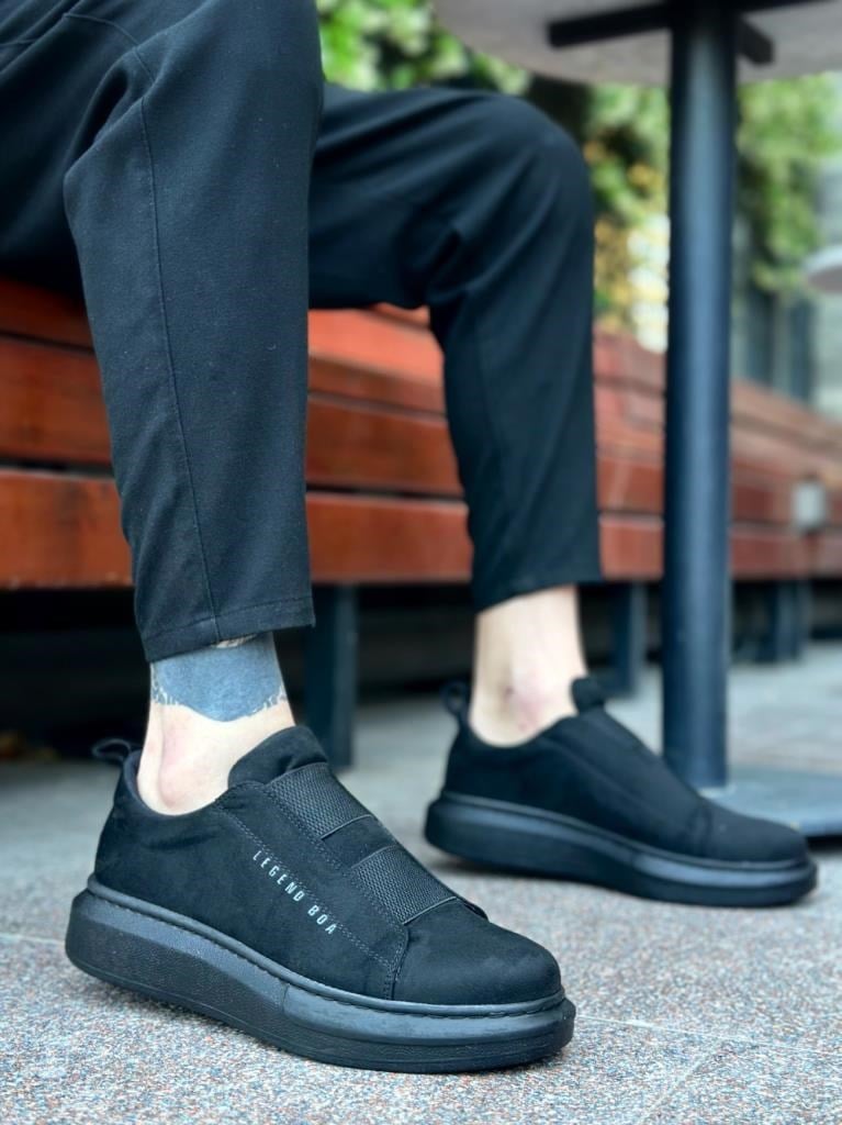 BA0307  Kalın Süet Yüksek Taban Çift Bant Siyah Erkek AyakkabıBA0307  Kalın Süet Yüksek Taban Çift Bant Siyah Erkek Ayakkabı