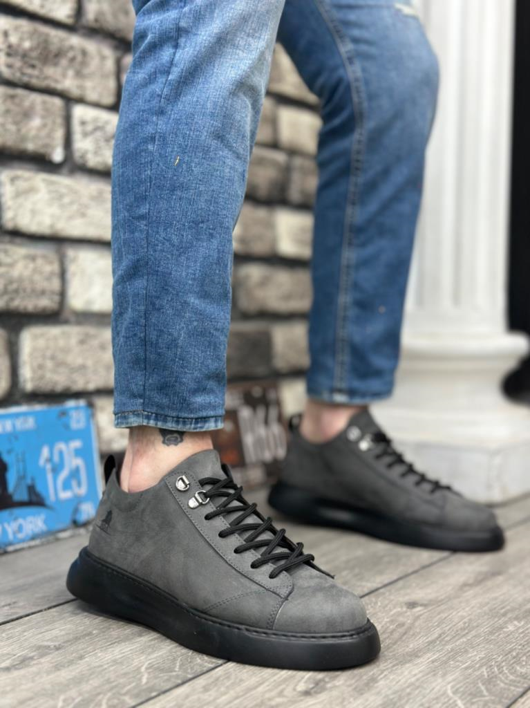 BA0331 Bağcıklı Erkek Yüksek Taban Füme Cilt  Spor AyakkabıBA0331 Bağcıklı Erkek Yüksek Taban Füme Cilt  Spor Ayakkabı