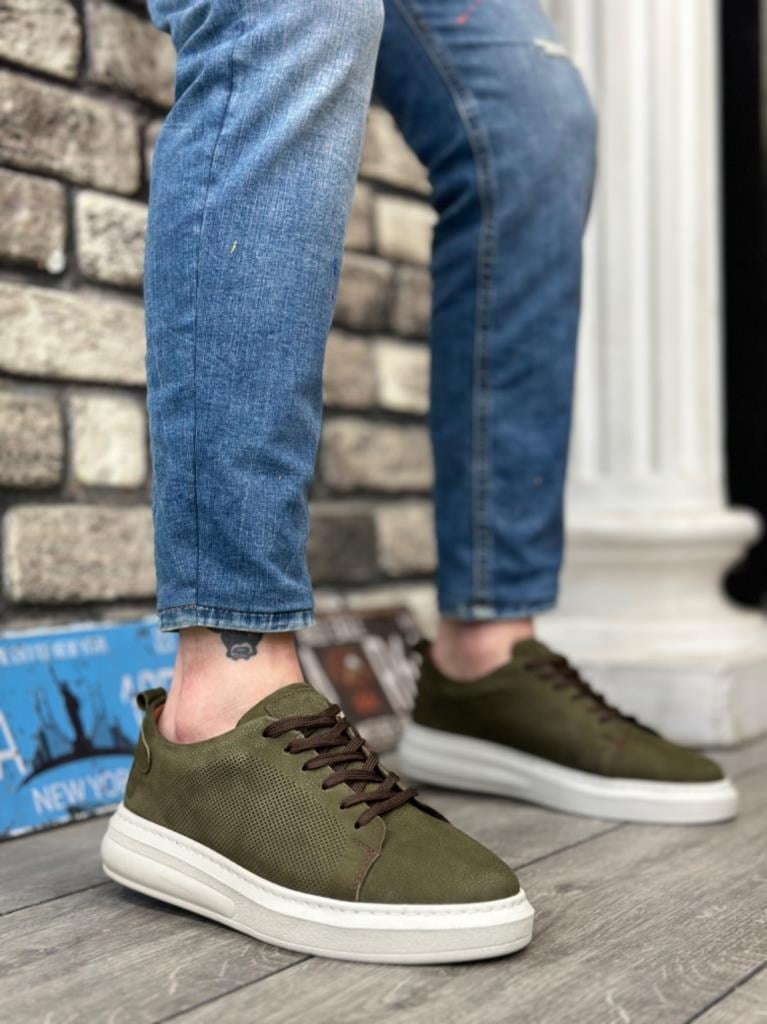 BA0336 İçi Dışı Hakiki Nubuk Deri Haki Bağcıklı Casual Erkek AyakkabıBA0336 İçi Dışı Hakiki Nubuk Deri Haki Bağcıklı Casual Erkek Ayakkabı