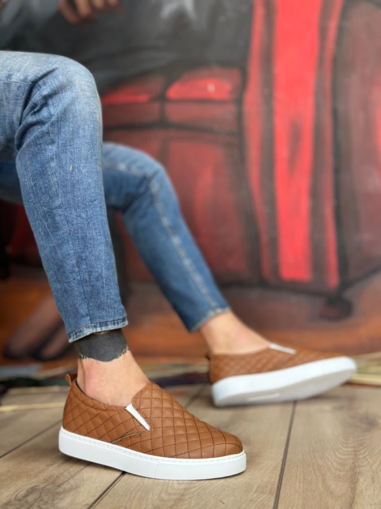 BA0353 Bağcıksız Kapitone Taba Günlük Erkek AyakkabıBA0353 Bağcıksız Kapitone Taba Günlük Erkek Ayakkabı