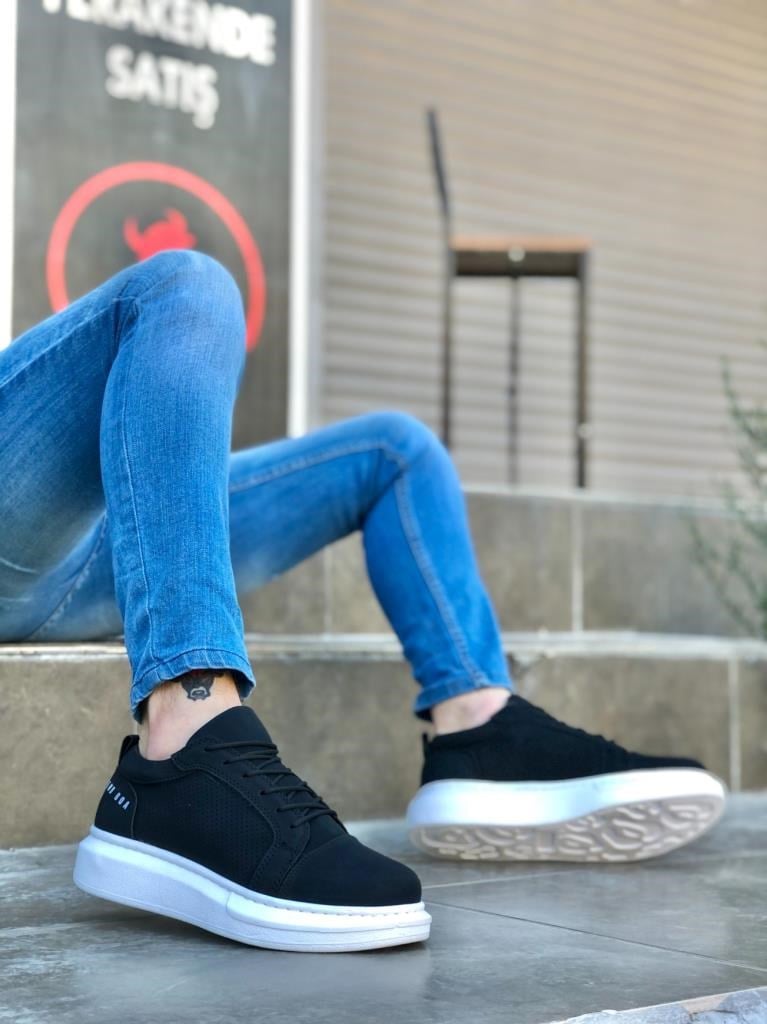 BA0548 BOA Kalın Yüksek Taban Siyah Bağcıklı Spor Erkek AyakkabıBA0548 BOA Kalın Yüksek Taban Siyah Bağcıklı Spor Erkek Ayakkabı