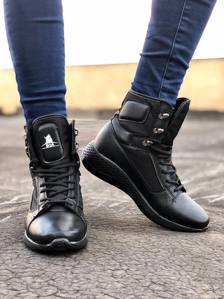 BA0600 Bağcıklı Siyah,ST Boksör Unisex Spor Postal Bot