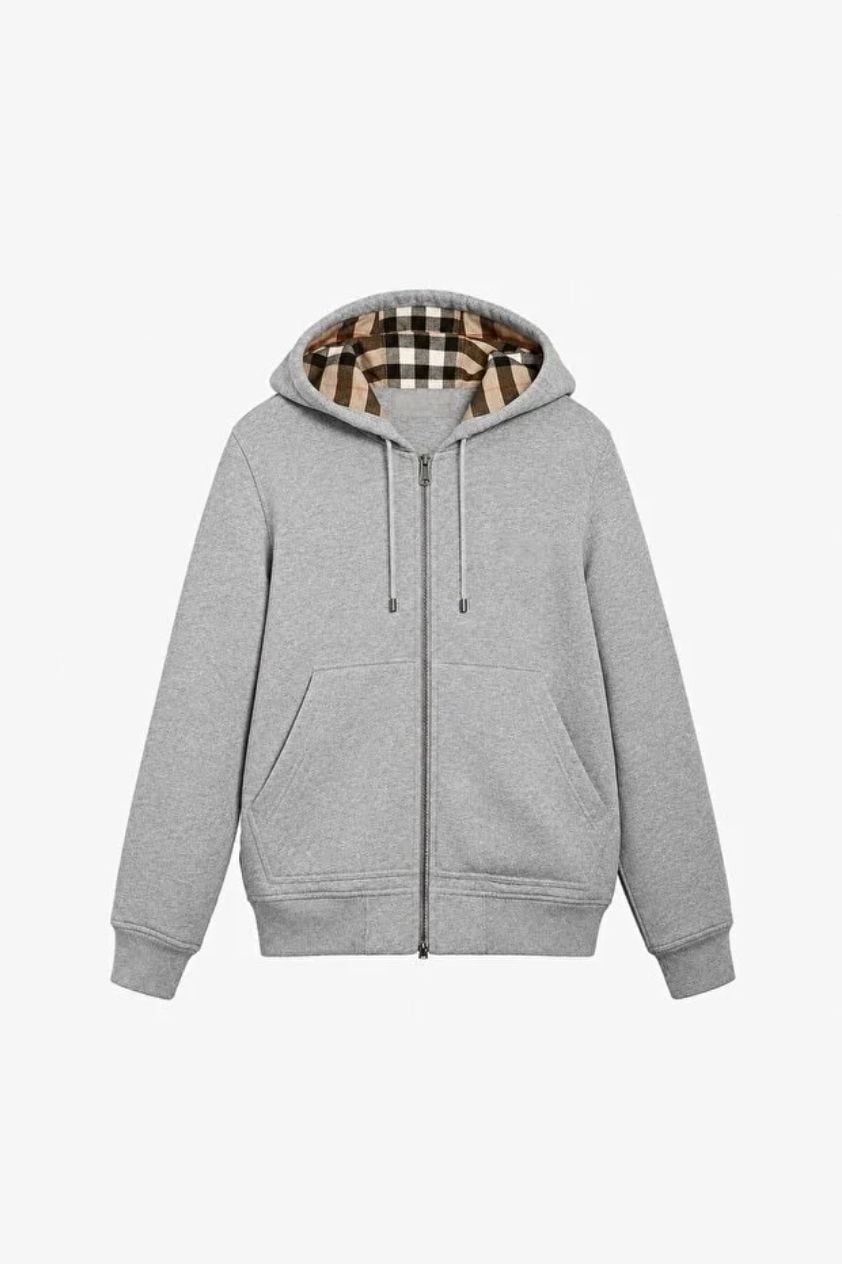Drip Ekose Desenli Oversize Zip Hoodie Ceket