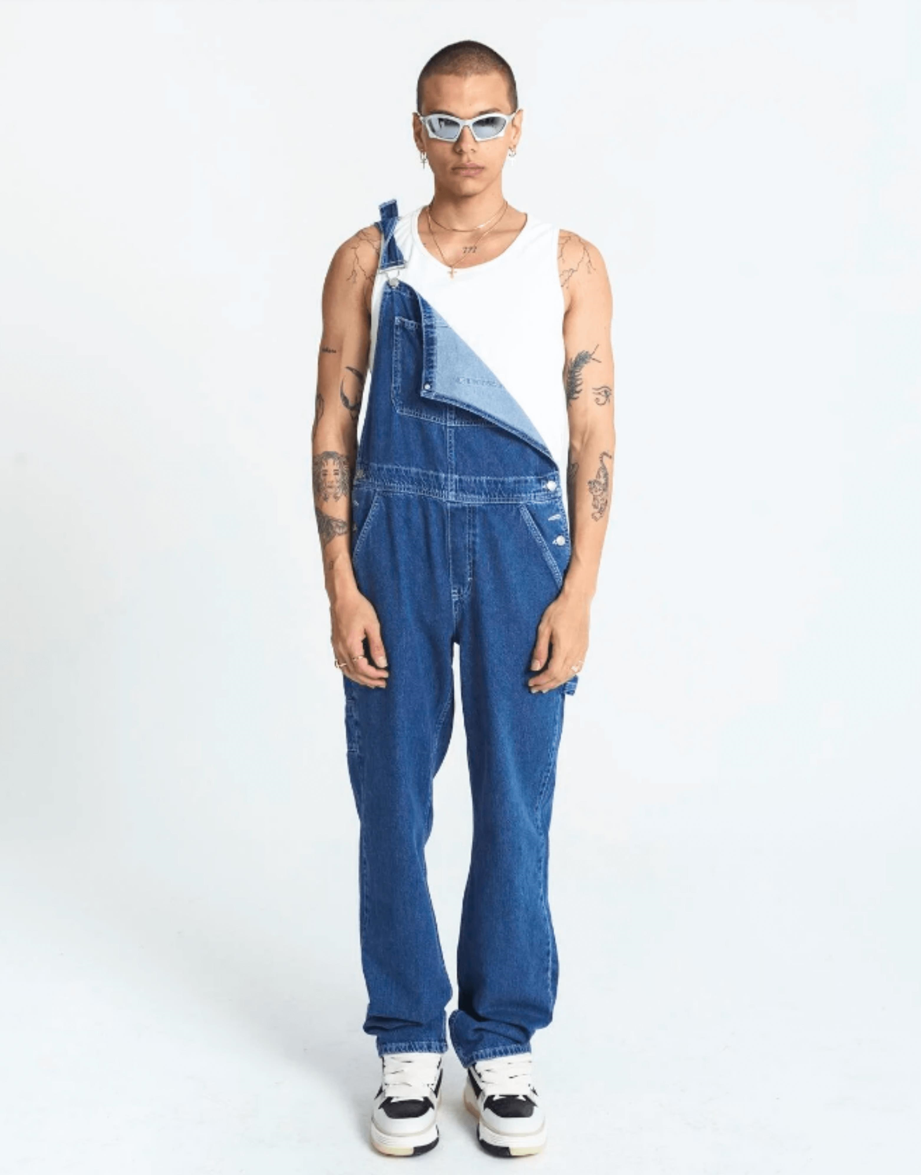 Premium Baggy Fit Kot Tulum Salopet Mavi