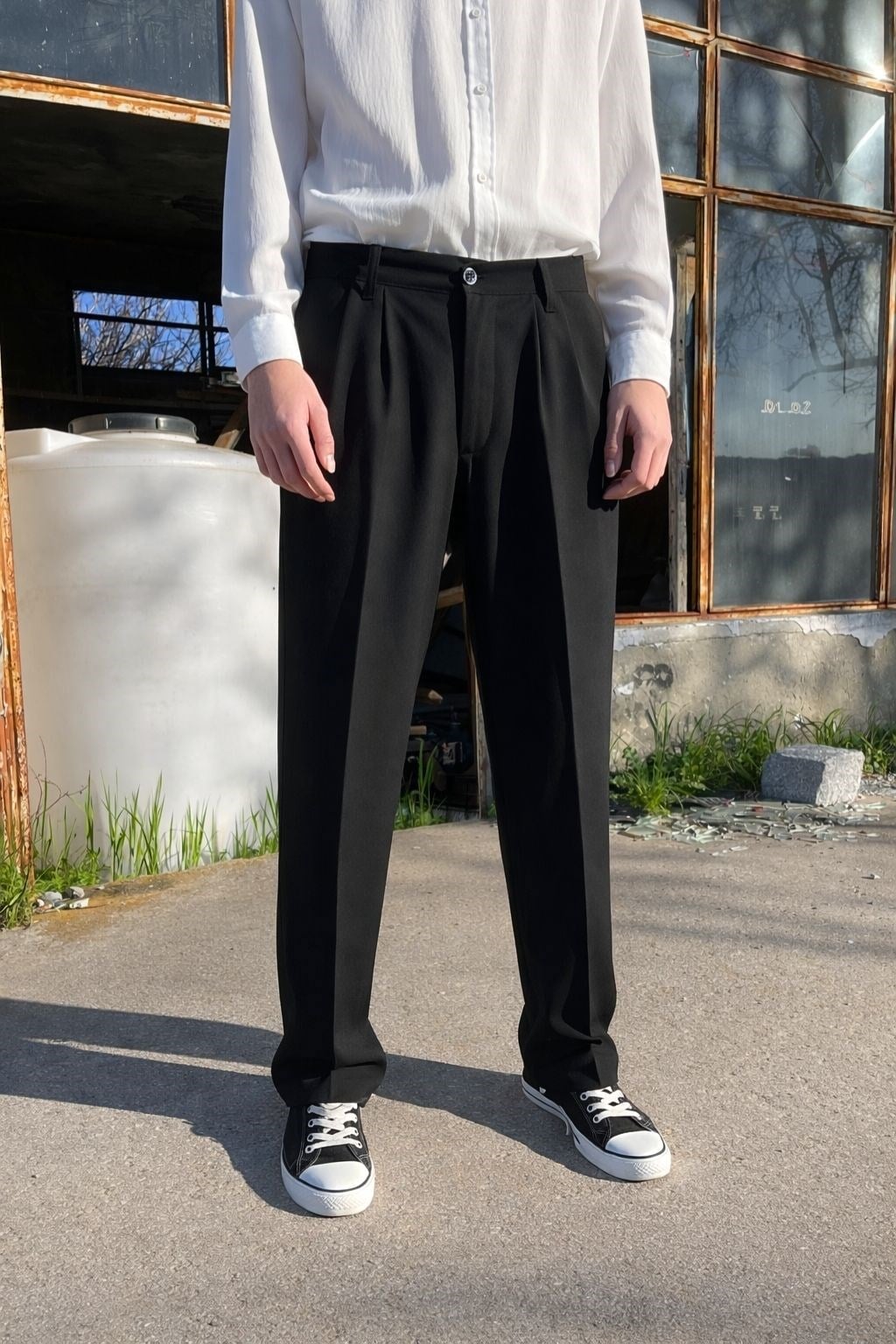Premium Baggy Kumaş Pantolon SiyahPremium Baggy Kumaş Pantolon Siyah