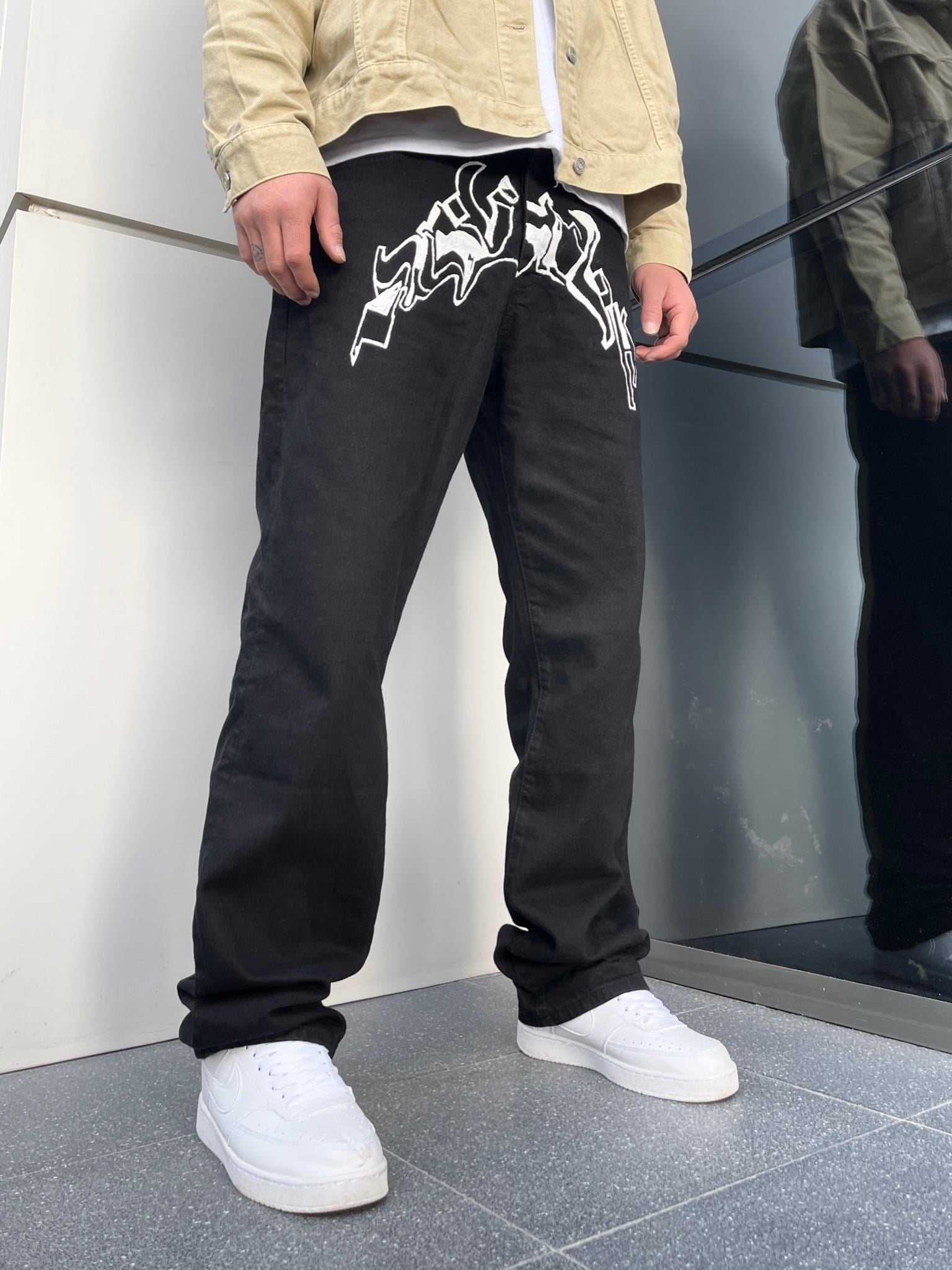 Premium Designer Words Baggy Kot PantolonPremium Designer Words Baggy Kot Pantolon