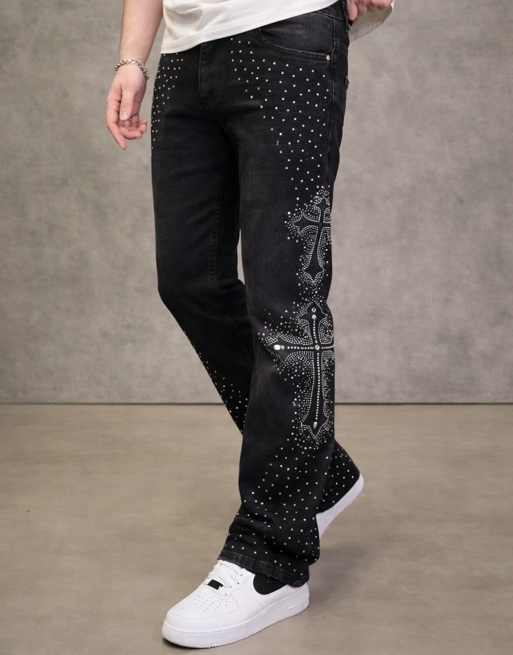 Ultra Premium Crystal Stone Flare Kot Pantolon