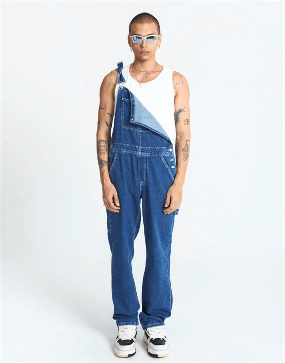 Premium Baggy Fit Kot Tulum Salopet Mavi