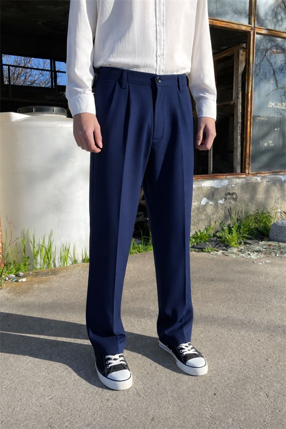 Premium Baggy Kumaş Pantolon Lacivert
