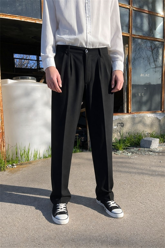 Premium Baggy Kumaş Pantolon Siyah