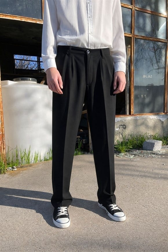 Premium Baggy Kumaş Pantolon SiyahPremium Baggy Kumaş Pantolon Siyah