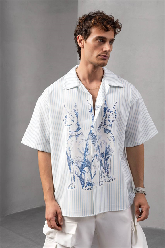 Premium Double Doberman Design Oversize Gömlek