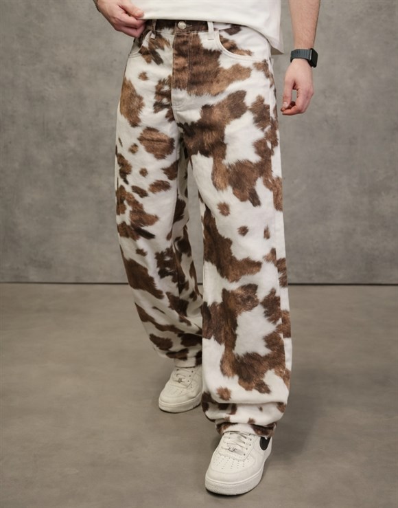 Ultra Premium Cow Printed Baggy Kot Pantolon