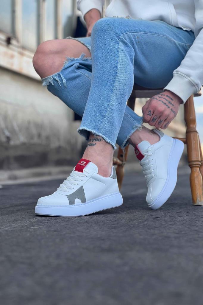 WG040 Beyaz Gri Erkek Casual Ayakkabı · 2